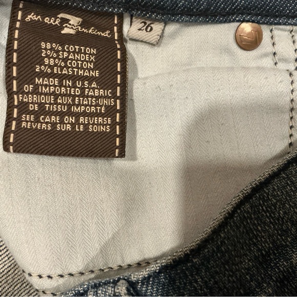 7 for all mankind sz 26 distressed bling jewel shorts  2” inseam button fly - Picture 6 of 7